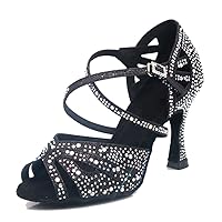 Women's Peep Toe Cross Strap Glitter Synthetic Rhinestones Salsa Tango Social Latin Modern Wedding Dance Shoes