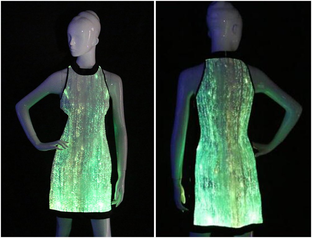 LED RGB Glow in The Dark Birthday Elegant Evening Party Dress,Mobile APP Control