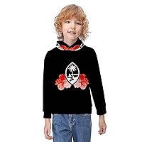 Guam Tribal Hibiscus Children's Hoodies Printed Hooded Pullover Sweatshirt For Boys Girls
