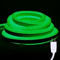 LED Neon Lights, 16.4ft/5m Green Neon Rope Lights 110V AC, Waterproof Lights Strip Outdoor with ETL Power Cord, Bendable and Connectable Neon Strip Lights, Plugin Led Neon Strips for Home Commercial