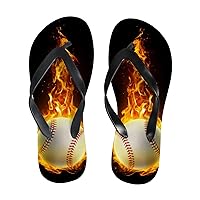 Vantaso Slim Flip Flops for Women Baseball on Fire Yoga Mat Thong Sandals Casual Slippers