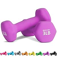 Balelinko Home Gym Equipment Workouts Strength Training Weight Loss Pilates Weights Yoga Sets Free Weights for Women, Men, Seniors and Youth, 3LB Purple, Pair