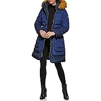 GUESS Women's Belted Hooded Cold Weather Coat