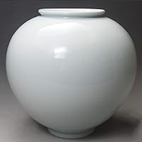 MellowBreez 12'' Korean Moon Jar (Glossy) - Handcraft by Pottery Master, Korean Joseon Dynasty Treasure Reproduction - Mininal Pure White Home Decoration, Large Flower Vase for Livingroom Decor Accent