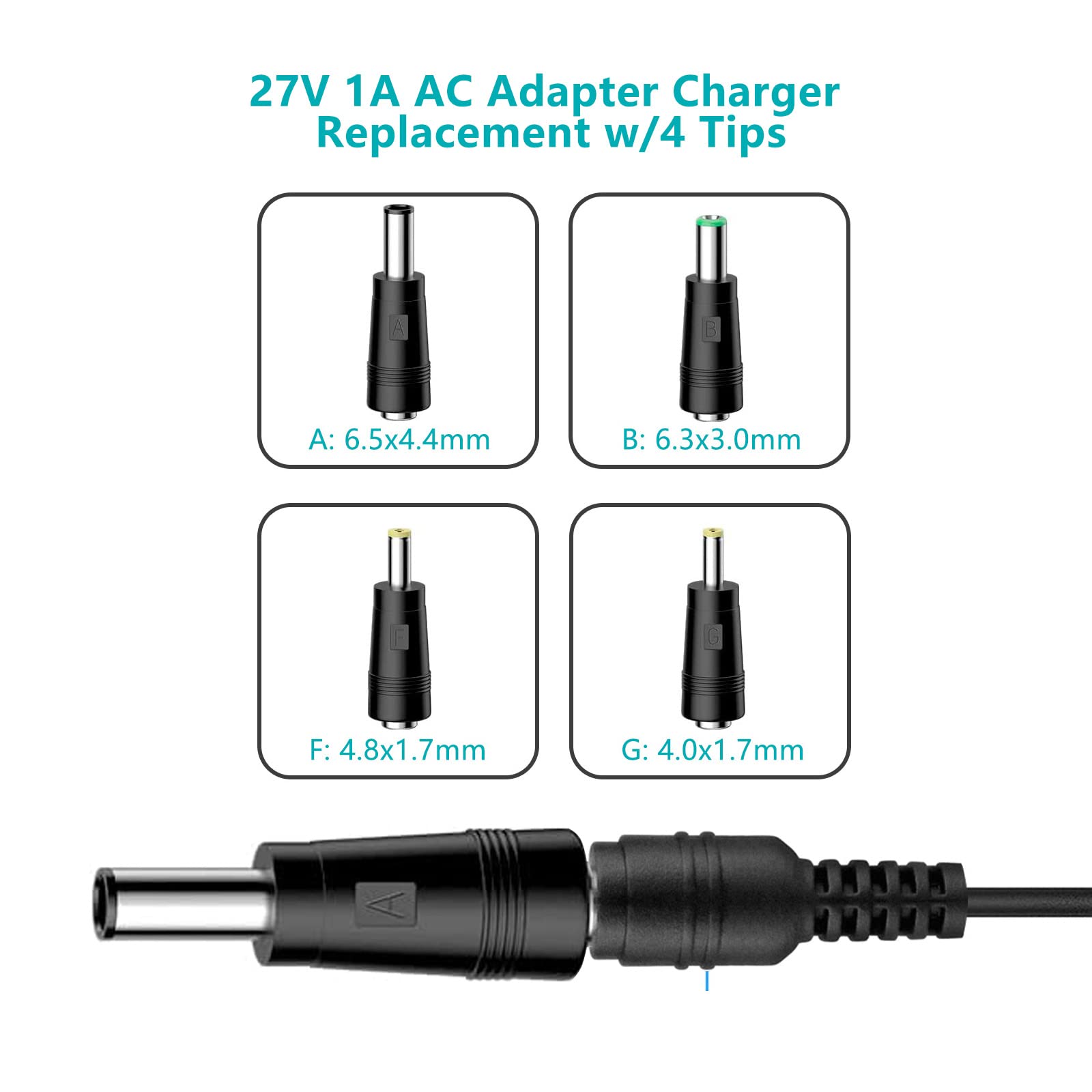 27V Charger 1.5A 1A 0.5A AC DC Adapter for Sharper Image 1013002 1012667 1011666 1013983 1014747 1013985 2437599 Powerboost Deep Massager Pro Massage Gun Replacement Cable 27V Power Supply Cord