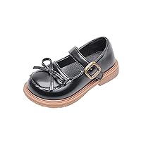 Map Girls Sandals Girls Leather Bow Design Soft Round Toe Princess Dress Flat Shoes(Toddler/Little Slippers Girl Size 3