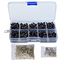 baotongle 150 Pcs 6-12mm Plastic Safety Eyes with Washers for Doll Making Puppet (Black)
