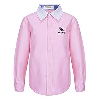 TiaoBug Kids Boys Collared Casual Formal Dress Shirt Long Sleeve Button Down Oxford Shirt School Uniform Blouse