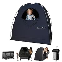 SlumberPod The Original Blackout Sleep Tent Travel Essential for Babies and Toddlers, Mini Crib and Pack N Play Cover, Sleep Pod for Kids with Monitor Pouch and Fan Pouch, Blocks 95%+ Light, Navy