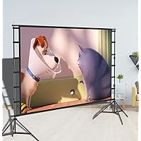 Projector Screen with Stand,16:9 Hight-Density Portable Foldable Projection Screen 1080P 3D 4K HD Projector Movie Screen (84/100/120/150Inch)