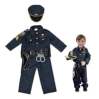 Police Officer Costume for Boys, 1Set Kids Police Officer Costume with Accessories, Kids Dress Up Cop Uniform Set