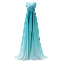 Women's Ombre Chiffon Bridesmaid Dress Gradient Long Prom Gowns