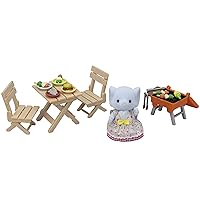 Calico Critters Bubblebrook Elephant Girl's BBQ Picnic Set, Dollhouse Playset with Figure and Accessories