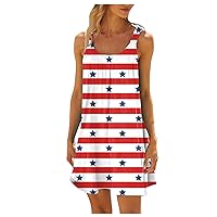 XJYIOEWT Vacation Dresses for Women 2024,Women Summer Beach Dress Sleeveless Printed Casual Seaside Vacation Mini Dress