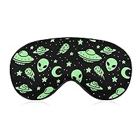 Green Aliens UFO Funny Sleep Eye Mask Soft Blindfold Eye Cover with Adjustable Strap Night Eyeshade for Men Women