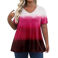 Spring Tops for Women 2024 Short Sleeve V Neck Tshirts Pleated Summer Blouses Dressy Sexy Solid Color Tunic Tees