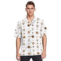 Cute Golden Retriever Dogs Hawaiian Shirt for Men,Men's Casual Button Down Shirts Short Sleeve for Men S