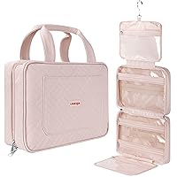 Travel Toiletry Bag for Women with Hanging Hook, Large Portable Waterproof Makeup Cosmetic Bag Travel Organizer for Accessories, Cosmetics, Full Sized Toiletries, Pink