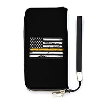 911 Dispatcher Thin Yellow Flag Novelty Wallet with Wrist Strap Long Cellphone Purse Large Capacity Handbag Wristlet Clutch Wallets