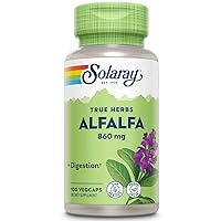 SOLARAY Alfalfa Leaf 860 mg, Alfalfa Capsules, Superfood with Naturally Occurring Vitamins, Minerals, and Fiber, Healthy Digestion Support, Vegan, 60-Day Guarantee, 50 Servings, 100 VegCaps