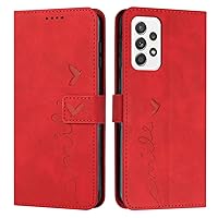 IVY A53 Case Wallet, [Smile Love][Kickstand Flip][Lanyard Shoulder Strap][PU Leather] - Wallet Case for Samsung Galaxy A53 Devices - Red