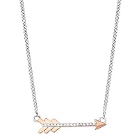 1/10 CTTW White Diamond Rose Gold Plated Sterling Silver Pendant with Arrow Shaped Pendant- Ideal Gift for Women, Girls, Adult