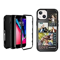 Personalized Case for iPhone 14, Durable Shockproof Scratch-Resistant Phone Case Custom Protective Phone Case 3-Layer Phone Case, Multi-Pictrue Collage Case, Birthday, Anniversary, Xmas Gift, Black