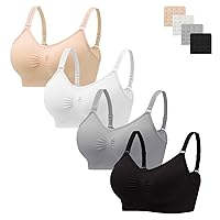 HBselect Pack of 4 Padded Bras Without Underwire Women's Backless Seamless Bralettes Non-Wired T-Shirt Bras Sports Bra Yoga Bustier for Women Girls