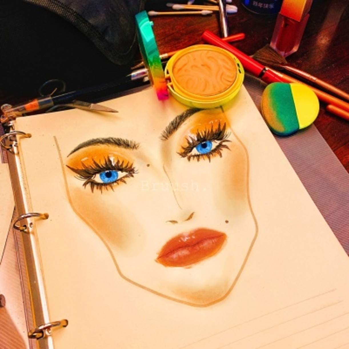 WellieSTR A4 (European Face Chart) Makeup Artist Exercise Book foor Students and Hobbyists,Makeup Notebook Professional Makeup Artist Practice Template Makeup Drawing Book