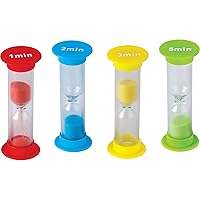 Teacher Created Resources Mini Sand Timers Combo 4-Pack,Red, Blue, Yellow, Green