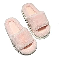 Women's Open Toe Slippers Non-slip Fuzzy Fluffy Slippers with Comfort Soft Cozy Lining Memory Foam Slippers Lightweight Winter Warm Slippers