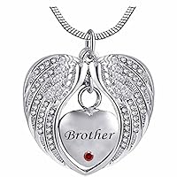 Heart Cremation Urn Necklace for Ashes Urn Jewelry Memorial Pendant with Fill Kit and Gift Box - Always on My Mind Forever in My Heart for Brother(January)