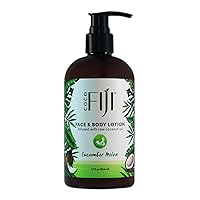 Coco Fiji Face & Body Lotion Infused With Coconut Oil | Lotion for Dry Skin | Moisturizer Face Cream & Massage Lotion for Women & Men | Cucumber Melon 12 oz, Pack of 1