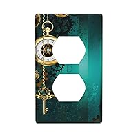Wall Plate Steampunk Watches Keys And Chains 1-Gang Switch Covers Duplex Outlet Covers For Bedroom Kitchen Home Decor