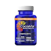 CocoaVia Memory+ Brain Supplement, Clinically Proven Memory and Brain Booster, Plant Based Supplement, Sugar Free, Gluten Free, Vegan, 750 mg Cocoa Flavanols Capsules, 30 Day Supply