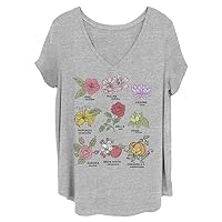 Disney Women's Princess Flowers Junior's Plus Short Sleeve Tee Shirt