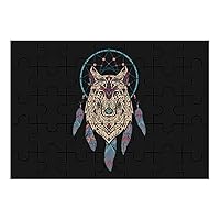 Tribal Wolf Dreamcatcher Wooden Puzzles Adult Educational Picture Puzzle Creative Gifts Home Decoration