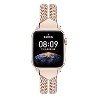 Compatible With Rose Gold Apple Watch Band Chunky Chain +Double Chain/38mm 40mm 41mm, iWatch Series Ultra 8 7 6 5 4 3 2 1 SE