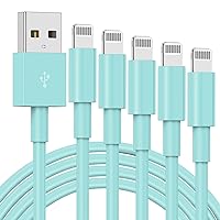 5 Pack Apple MFi Certified Charger Cable 10 Ft, Lightning to USB Cable Cord 10 Foot, 2.4A Fast Charging,Apple Phone 10 Feet Long Chargers for iPhone 14/13/12/11/X/XS/XR/SE Plus Pro Max Mini Light Blue