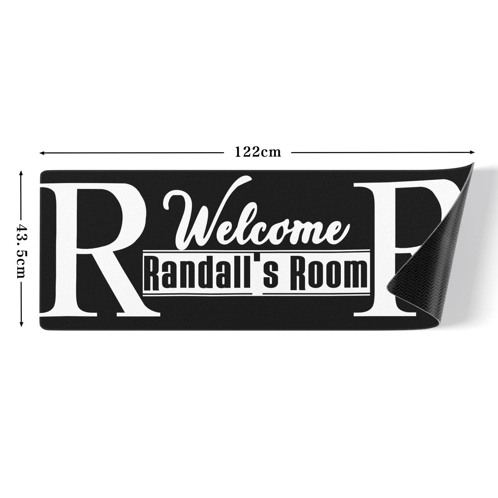 Custom Welcome Room Black White Kitchen Mats with Name Text Non Slip Soft Rubber Doormats Runner Carpets Rugs for Bathroom Bedroom Laundry Decor 48x17 Inch