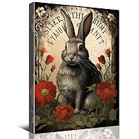 QULEPU Flower Spring Decor,Vintage Farmhouse Print,Vintage Rabbit Painting Spring Print,decorative canvas wall art,5