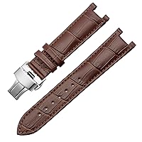 Genuine Leather Watchband For GC 22 * 13mm 20 * 11mm Notched Strap Withstainless Steel Butterfly Buckle Men And Women Watch Belt (Color : 10mm Gold Clasp, Size : 22-13mm)