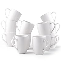12 OZ Off White Coffee Mugs, Ceramic Coffee Mugs Set with Large Handle for Man,Woman,Dad,Mom, Light Weight Coffee Mugs for Latte/Cappuccino/Cocoa/Milk, Dishwasher &Microwave Safe,12Pcs