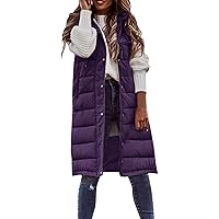Womens Long Version Vest Quilted Faux Down Filled Hooded Vest Suitable For Autumn And Winter plus Size Vests