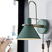 Trumpet style wall sconce plug in,10W 800lm Smart Remote Control Dimmable wall light Fixture,wall lamp with plug in cord or Hardwire Installation lighting，for Bedroom corridor study ( Color : Green )