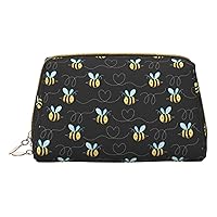 Bumble Bees Print Cosmetic Bags,Leather Makeup Bag Small For Purse,Cosmetic Pouch,Toiletry Clutch For Women Travel