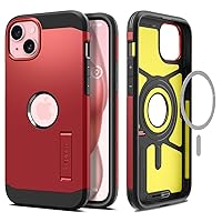 Spigen Magnetic Tough Armor MagFit Designed for iPhone 15 Case, [Military-Grade Protection] [Kickstand] Compatible with MagSafe (2023) - Red