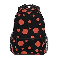 ALAZA Red Polka Dot Black Backpack for Women Men,Travel Trip Casual Daypack College Bookbag Laptop Bag Work Business Shoulder Bag Fit for 14 Inch Laptop