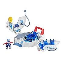 PJ Masks Power Heroes PJ Power Q Playset, Headquarters Set with Car and Figure, Superhero Toys for 3 Year Old Boys and Girls and Up