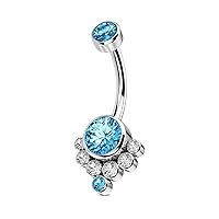 COCHARM G23 Solid Titanium Belly Button Rings for Women Bezel Cluster 14G Implat-Grade Hypoallergenic Navel Rings Cute 14g Belly Rings